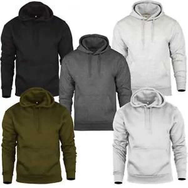 Mens Pullover Hoodie Hooded Sweatshirt Fleece Top Plain Hoody Jumper S - 5XL