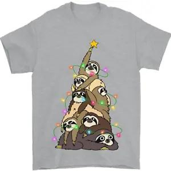 Christmas Sloth Tree Funny Xmas Mens T-Shirt 100% Cotton