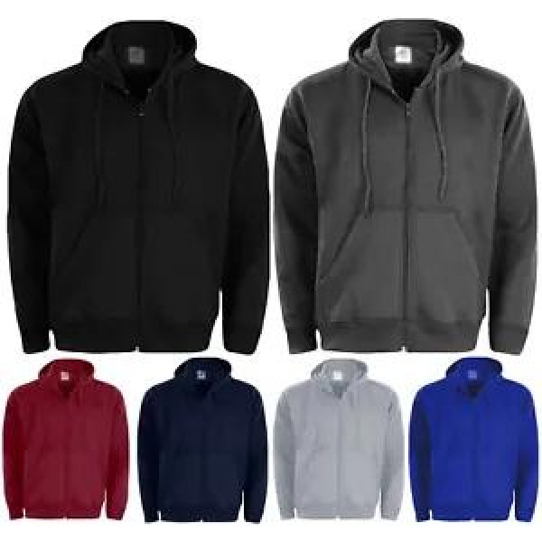 Mens Plain Hoodie Fleece Zipper Zip Jacket Sweatshirt Jumper Hooded Top S-2XL