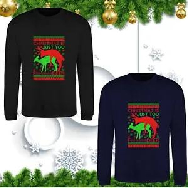 Christmas Is Just To Do F**king Deer Jumper Xmas Offensive Rude Slogan Xmas Top