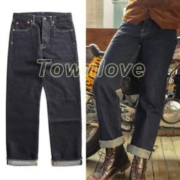 Red Tornado Retro 14oz Selvedge Denim Jeans Men's Loose Straight Fit High Waist