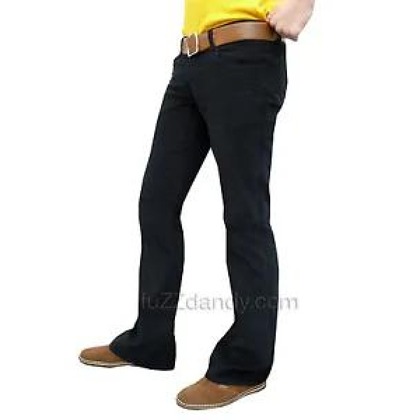 Mens black bootcut cords vtg jeans retro flares mod 60s