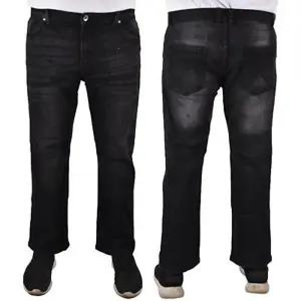 Mens Denim Jeans Regular Fit Straight Leg Cotton Casual Pants Trouser Big & Tall