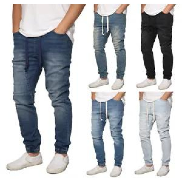 Men's Drop Crotch Denim Jogger Pants Biker Denim Jogger S-5XL - FREE SHIP
