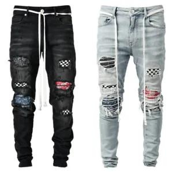 Mens Ripped Distressed Skinny Jeans Denim Pants Casual Stretch Slim Fit Trousers