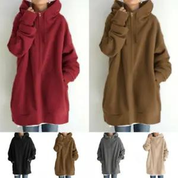 Women Zip Up Hoodie Sweatshirt Hooded Windproof Sport Coat Casual Jacket Outwear