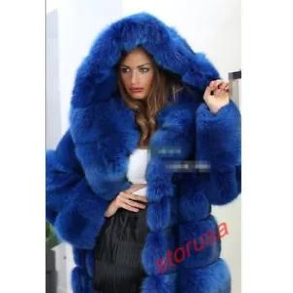 Womens Luxury Mink Fur Coat Hooded Thick Winter Warm Long Jacket Overcoat Parkas
