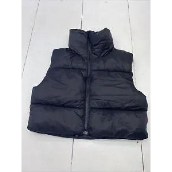 Women’s Black Zip Up Padded Collar Cropped Puffer Quilted Vest Size Medium New